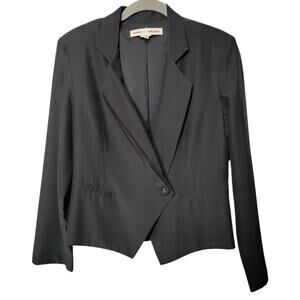 Amanda Uprichard Sz S 100% Silk Black Tuxedo Jacket Blazer Cropped Made in USA